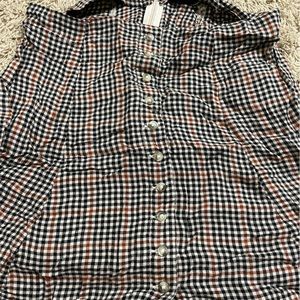 American Eagle Button Plaid Skirt